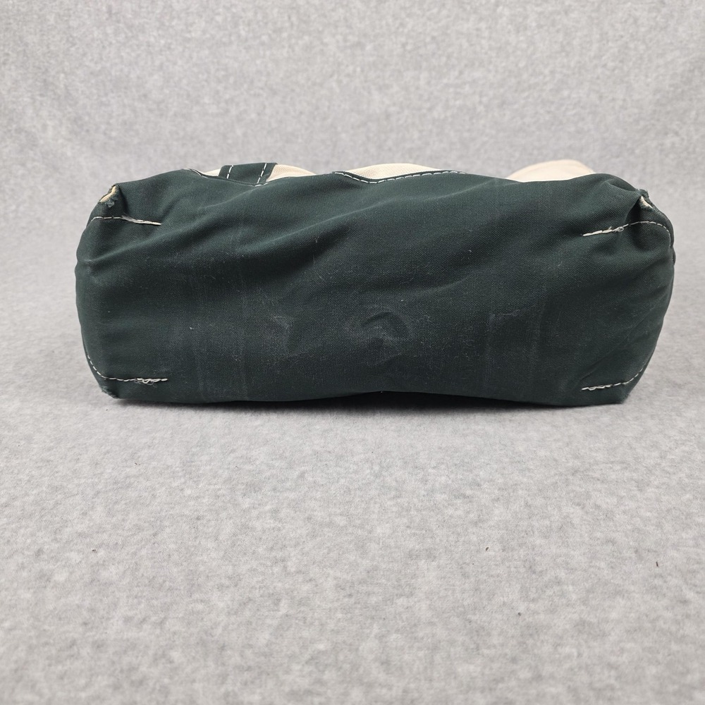 Vintage L.L. Bean Boat And Tote Bag Medium Beige Green Canvas Made In USA 80s - Picture 8 of 8
